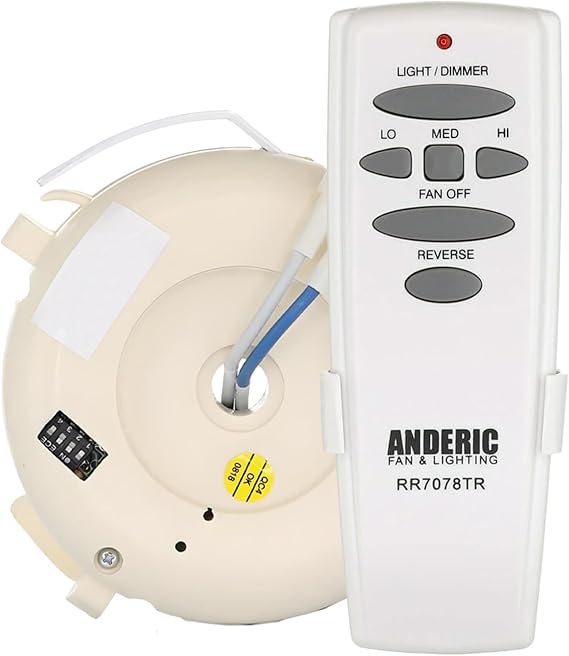 Anderic UC7051R Replacement kit for Hunter/Hampton Bay Ceiling Fan Receiver for - Includes RR7078TR Remote Control and UC7051R Receiver - UC7051RKIT