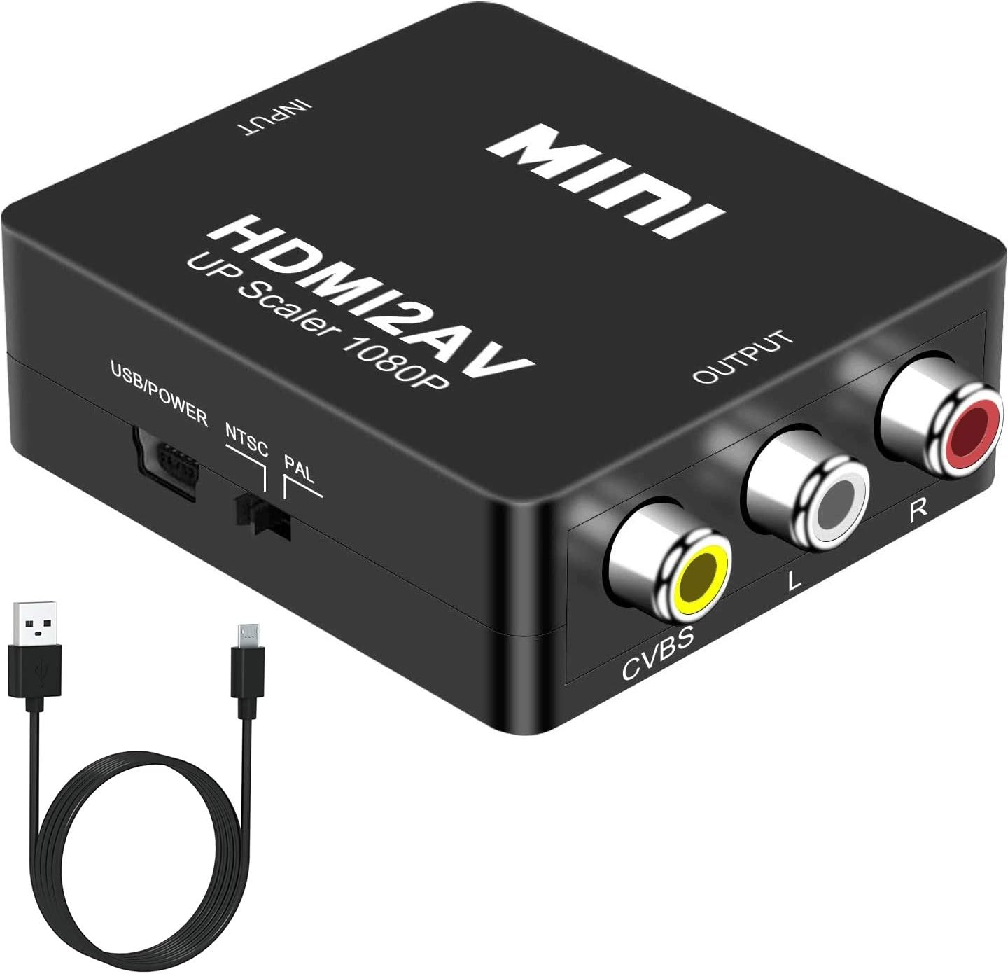 DIGITNOW HDMI to RCA, DIGITNOW 1080P Mini HDMI to Analogue AV 3RCA CVBS Composite HD Video Audio Converter Adpter Supports PALNTSC for PC Laptop PS4 PS3 Xbox Blue-Ray HDTV Camera DVD