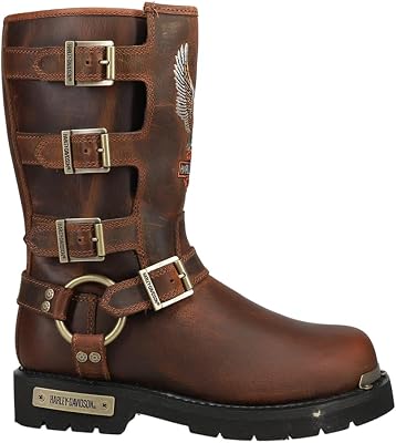 Harley-Davidson Footwear Womens Carrigan Metallic Stud Zippered Motorcycle Casual Boots Ankle Low Heel 1-2 - Silver