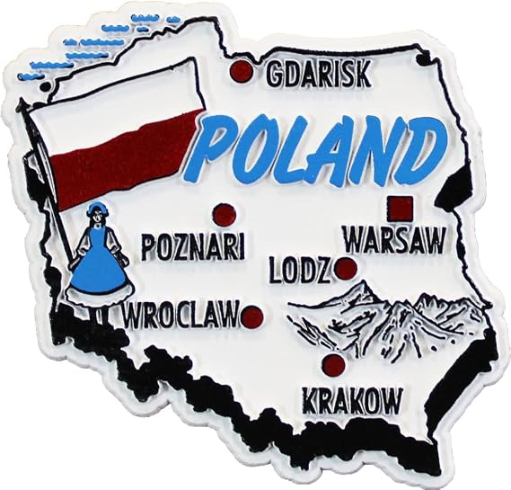 Poland Country Outline Refrigerator Magnet, Approximate Size 2 inch x 3 inch
