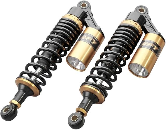 2pcs 12.5" 320mm Motorcycle Shock Absorbers Rear Nitrogen Suspension for HONDA for Suzuki for Yamaha for Kawasaki for UTV ATV Go Kart Quad Dirt Sport Bikes, Gold and Black