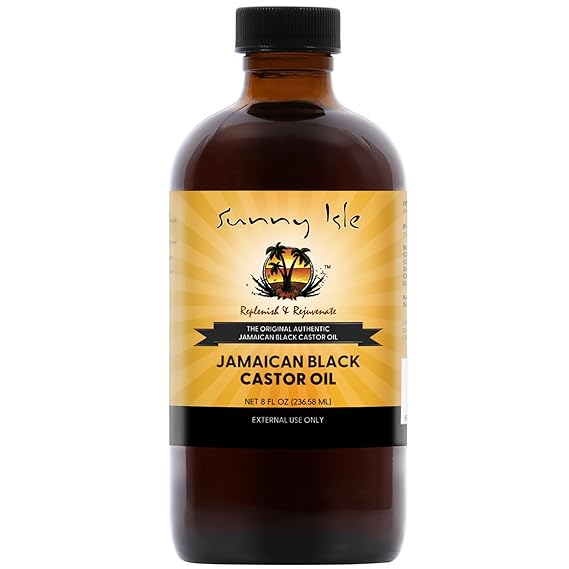 Sunny Isle Jamaican Black Castor Oil 8oz, Original, Authentic | Moisturizing JBCO for Hair Growth, Scalp Care, Edges, Eyebrows & Eyelashes, Conditioning for Dry Skin, Unscented