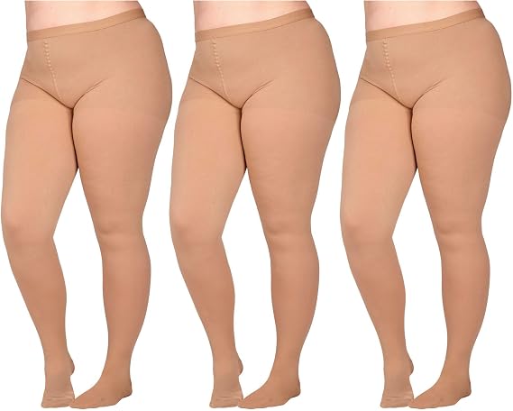 (3 Pairs) Made in USA - Compression Pantyhose for Women Circulation 20-30mmHg - Opaque Graduated Support Tights for Post Surgery, Edema, Diabetic, Arthritis - Beige, Small - A204BE1-3