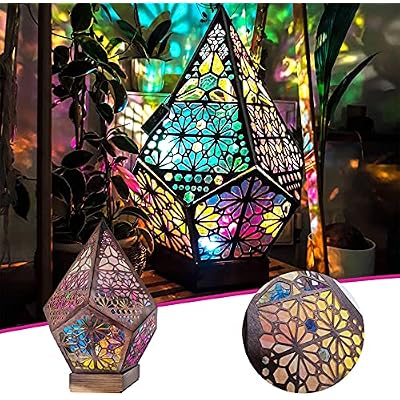 Colorful Bohemian Lamp Turkish Lamp,Unique Moroccan Turkish Floor Lamp Mosaic Table Lamps,Polar Star Floor Lamp,3D Projection Night Lights Bohemian Light Desk Lamp for Room Home Decorations