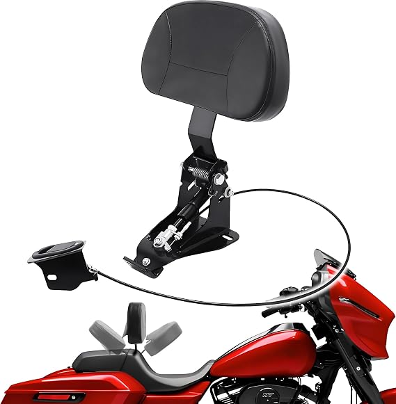 Adjustable Rider Backrest for Touring 2009-UP, Front Driver Back Rest Foldable Pad Seat Kit for Harley Davidson CVO Street/Road/Electra Glide Road King Ultra Limited FLHR FLTRX FLHX FLHT Accessories