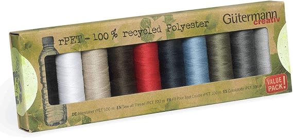 Gutermann 100% Recycled Polyester Sew-All Thread 100-10 Basic Coloured Reels, One Size, Multi (GUT_731138-1)