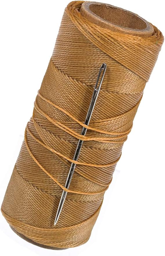 270 Feet of Waxed Polyester Sail Twine and Needle Ideal for Rope Whipping, Canvas Work, Sail Making, or Other Crafting Applications (Brown)