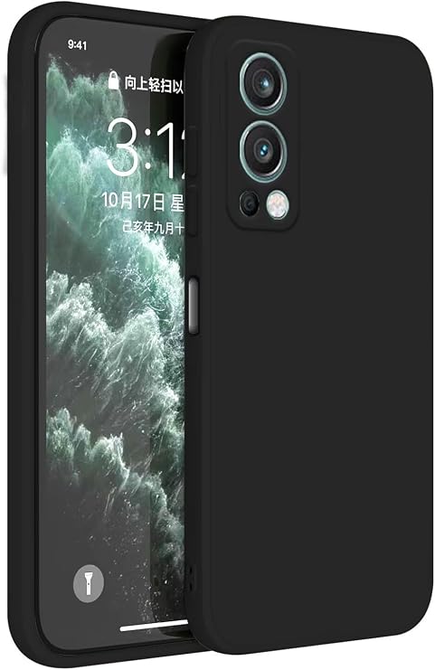 TPU Silicone Case Compatible with OnePlus Nord 2 5G (6.43"), Cover Holster Sleeve - Black