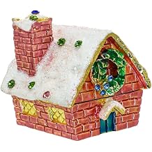 YU FENG Christmas House Figurine Trinket Boxes Hinged Rhinestones Jeweled Enamel Jewelry Ring Ornament Metal Colorful Box