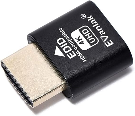 EVanlak HDMI Dummy Plug Headless Ghost Display Emulator Premium Aluminum PC(Fit Headless-3840x2160@60H New 3RD)-1Pack