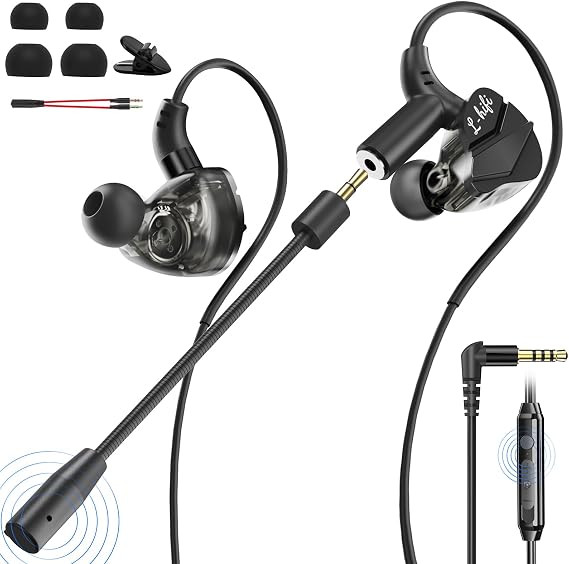 In Ear Gaming Headset with Mic 360° Surround Sound Noise Reduction