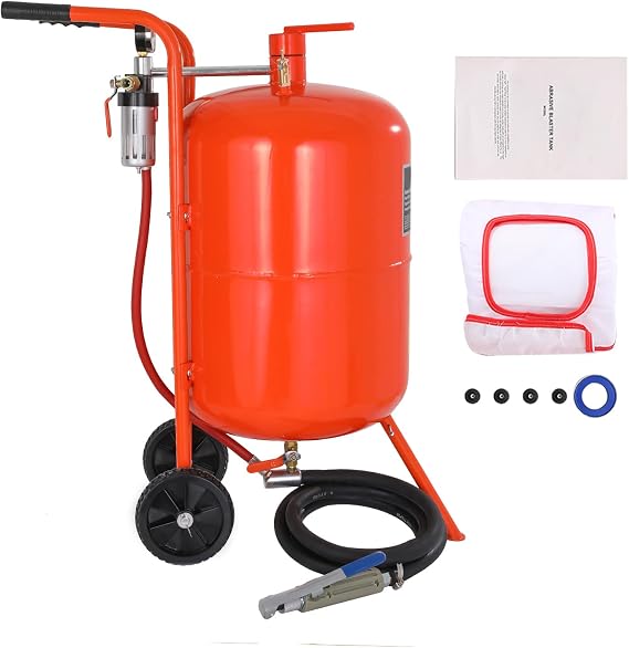 Happybuy 20 Gallon Sand Blaster, 60-110 PSI High Pressure Abrasive Blasting Tank, Air Sandblasting Kit with 4 Ceramic Nozzles & Oil-Water Separator for Rust, Paint Removal