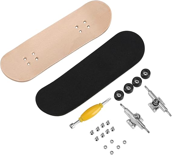 AUNMAS 1Pc Finger Skateboards Fingerboards Sets, Maple Wooden+Alloy Fingerboard Finger Skateboards with Box Reduce Pressure Kids Gifts(Black)