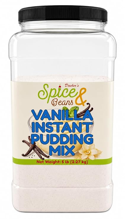 Instant Vanilla Pudding Mix 5 lb | Bulk Vanilla Dessert Mix | Pudding Cups Pies Parfaits Baking Fillings | Dashers Spice & Beans