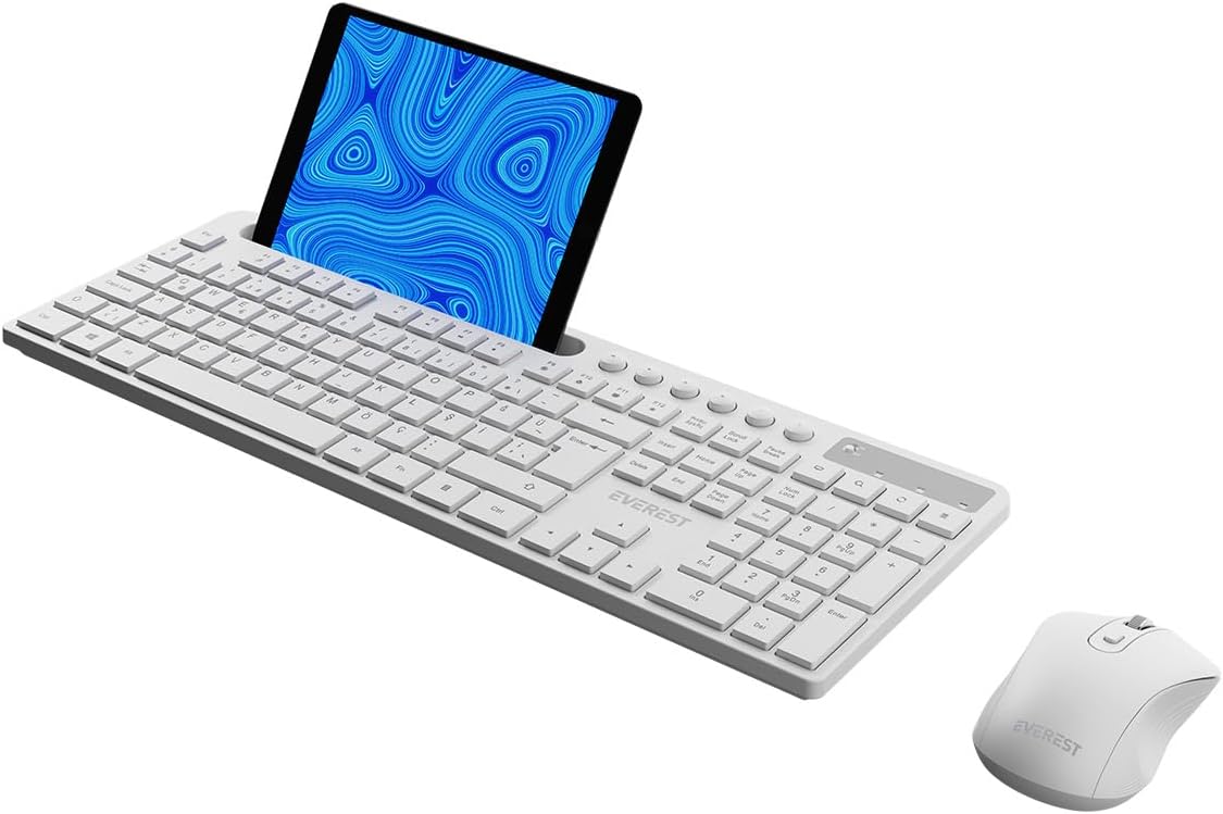 Everest KM-730 White Wireless Q Multimedia Keyboard  Mouse Set