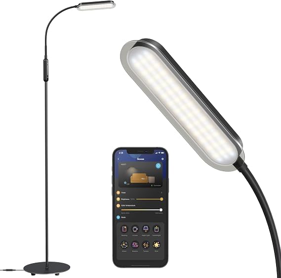 Govee Smart , LED Floor Lamp with Timer, Stepless Adjustable 2200K-6500K Colors and 1-100% Brightness for Bedroom, Living Room, Works with Alexa & Google Assistant