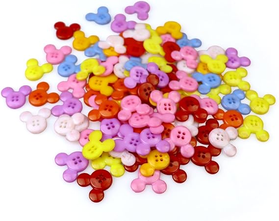 100 Pcs Mouse Head Ear Button Themed Sewing Buttons with 4 Holes for Cruise Line Enthusiasts