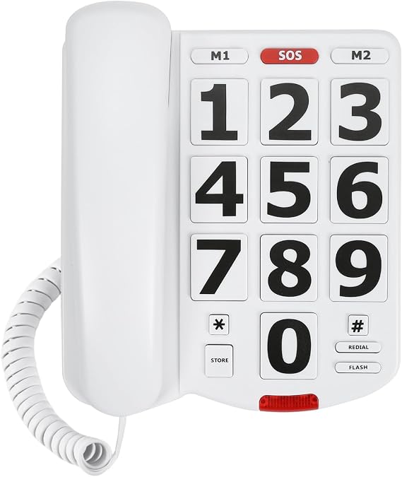 Large Button Landline Phone for Seniors - Easy-to-Dial Big Numbers