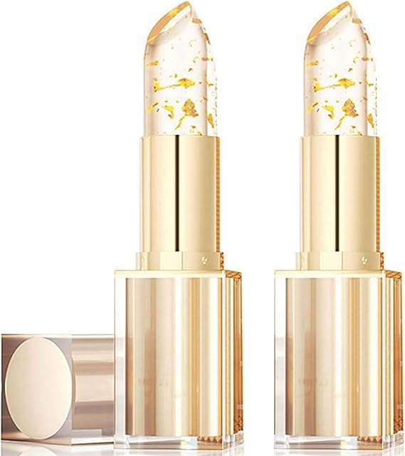 Colour Changing Lipstick - Transfer Proof Colour Changing Lip Stain for Women - Gold Crystal Ph Lipstick Color Change - 24 Hours Moisturizing Long Lasting Lip Balm,Suitable for All Skin Tones(2PCS)