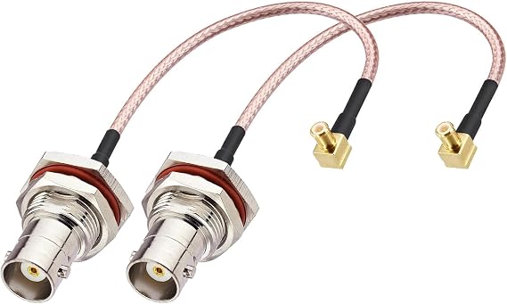 RF coaxial coax cable assembly BNC female to MCX male right angle 6'' Pack of 2