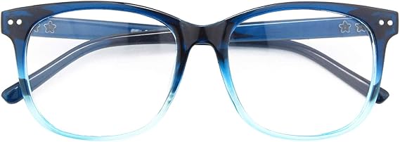 GQUEEN Fake Non-Prescription Glasses Clear Lens Women Men Oversized Frame | Lightweight,Tangle-free Design,Retro Vintage Style,UV400 Protection,Eyeglasses