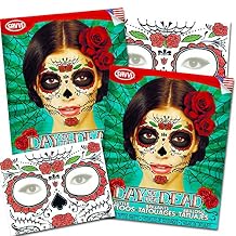 Glitter Red Roses Day of the Dead Sugar Skull Temporary Face Tattoo Kit - Pack of 2 Kits