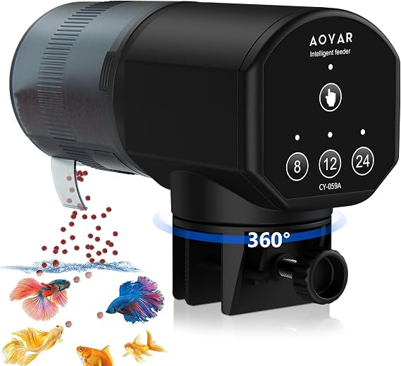 Automatic Fish Feeder Dispenser for Aquarium: 200ML Large Capacity Auto Food Feed Dispensers Moisture Proof Fish Tank Feeding Timer for Vacation Holiday Week