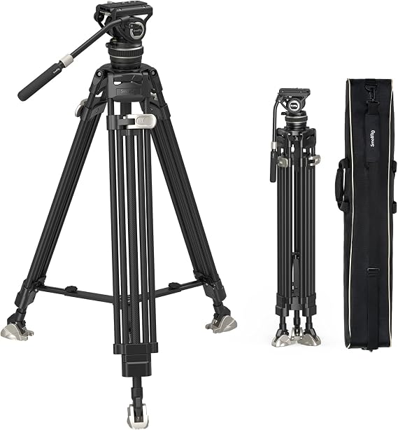 SmallRig AD-100 FreeBlazer Heavy-Duty Carbon Fiber Tripod System, 78" Video Tripod with One-Step Locking System, 360 Fluid Head and Dual-Mode Quick-Release Plate, Max Load 22 lbs for Camera -3989