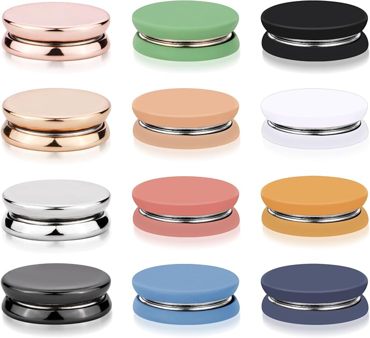 XIHIRCD 12pcs Hijab Magnetic Pins, No-Snag Multi-Use Hijab Magnets Colorful Magnetic Scarf Clasps Pinless Clothes Brooch Buttons for Women Clothing Dress Shirts Scarves
