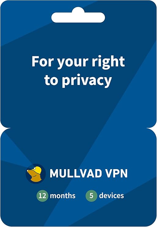 Mullvad VPN 12 Monate für 5 Geräte - VPN-Software ohne Logs für Datenschutz