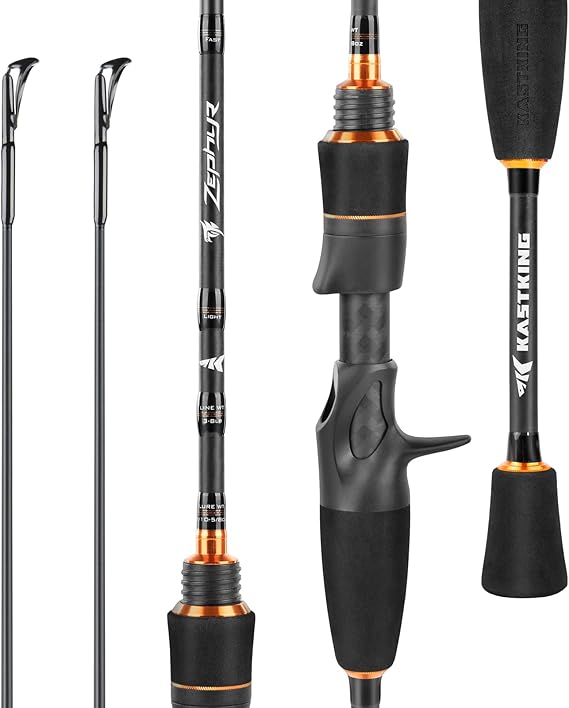 KastKing Zephyr Finesse Spinning & Casting Fishing Rods | 2-Piece Rods with Extra Tip, IM6 Graphite Blanks, Stainless Steel Guides with Zirconium Rings, EVA Handle, Hook Keeper
