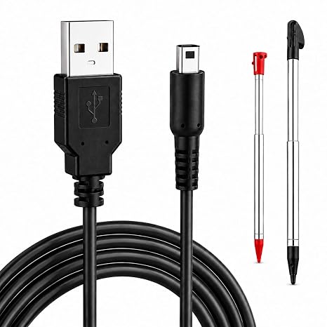 3DS Charger, 3DS USB Charger Cable for Nintendo 3DS, New 3DS XL, New 3DS, 3DS XL, 2DS, New 2DS XL, DSi XL, DSi, 4 FT Charging Cord with 2 Retractable Stylus Pens