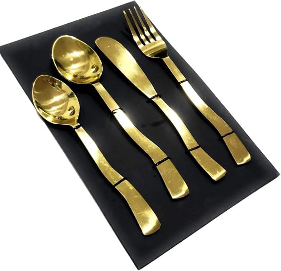 Flatware Set Brass Gold Stainless Steel Cutlery Housewarming Gift