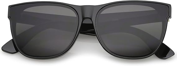 zeroUV Retro Oversize Wide Temple Square Flat Lens Horn Rimmed Sunglasses 60mm
