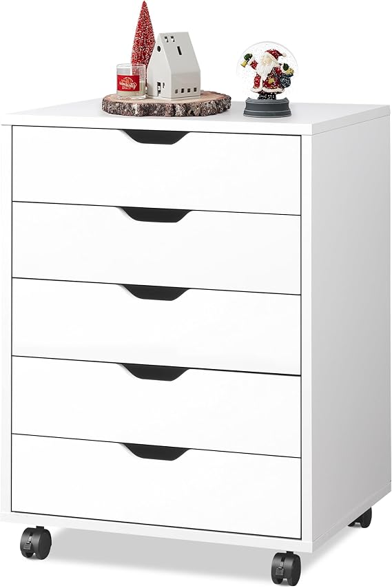 DEVAISE 5-Drawer Filing Cabinet Under Desk, Storage file Cabinet, White