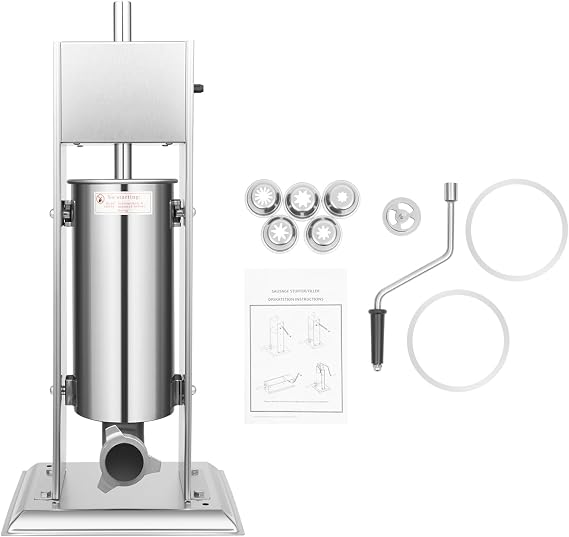 Commercial Churro Maker 5L Stainless Steel Manual Spanish Donut Churrera Churro Maker Machine with 4pcs Nozzles for Home Restaurants Cafeterias Bakeries (Vertical Type)