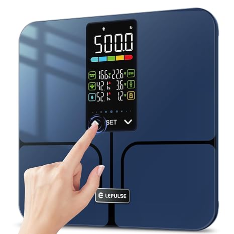 Lepulse No APP Body Fat Scale, 500lb Smart Bathroom Scale for Body Weight | 5.44" Large Backlit Display, 8 Body Composition Analyzer, Most Accurate Digital Weight Scale, BMI Body Fat Muscle Mass