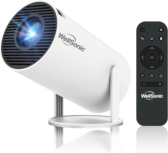 Mini Projector 1080 Support, Portable Movie Projector with WiFi6 and Bluetooth5, Automatic Keystone Correction, Android 13, Home Smart Projector for Phone, PC, HDMI USB, Laptop