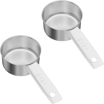 LEIFENY 2PCS 1/4Cup(4Tbsp, 60ml, 4oz) Stainless Steel Measuring Cup, Single Metal Scoop for Wet and Dry Ingredients, Great Kitchen Gadgets for Cooking