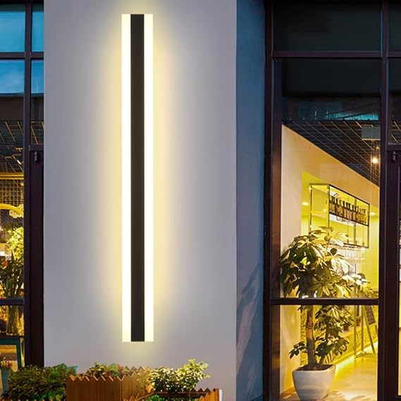 LED Long Wall Lamp Villa Wall Lamp Villa Porch Wall Lamp Outdoor IP65 Waterproof Wall Lights Black Long Light Bar Aluminum Outdoor Wall Lamp Acrylic Warm Light Garden Light-80CM,Warmes Licht [Energy Class A]