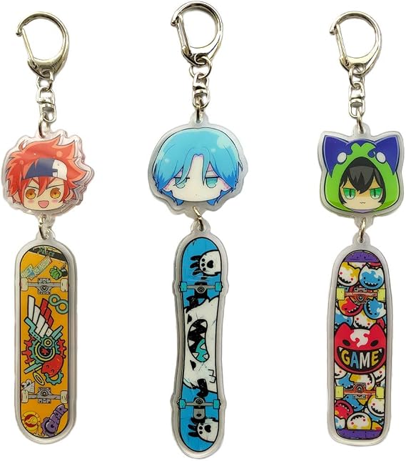 JCvCX 3pcs Dualside Skateboard Keychains Cute Skateboard Keychain Car Key Ring Tag