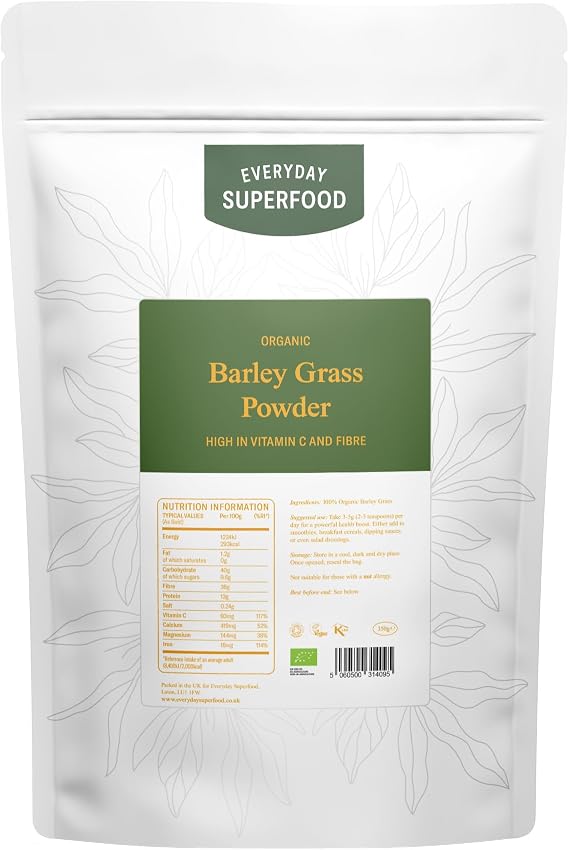 Everyday Superfood Organic Barley Grass Powder 350g, European Grown Barleygrass, Ideal in Juice and Smoothies, Certified Vegan and Kosher