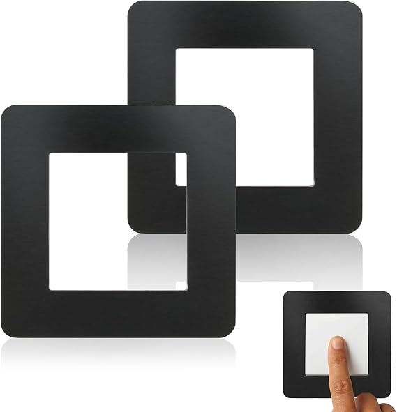 Light Switch Surround – 2PCS Black Single Light Switch Cover Plates, 3.38" Square Acrylic Socket Surround Plate, Self-Adhesive Wall Switch Finger Plate for Home Decoration