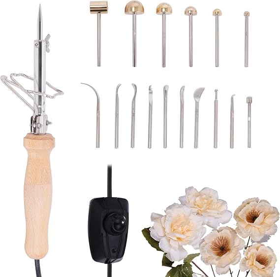 YUCHENGTECH Fabric Flower Making Tools with 17 Heads Artificial Flower Ironing Machine Brass Fake Electric Fabric Flower Maker US Plug 110V