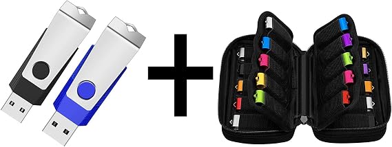 2 Pack 2GB USB 2.0 Flash Drive + USB Flash Drive Case