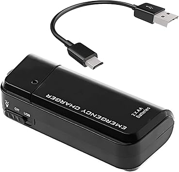 Portable AA Battery Travel Charger for Zen Mobile Admire Sxy and Emergency Re-Charger with LED Light! Takes 2 AA Batteries [Black]