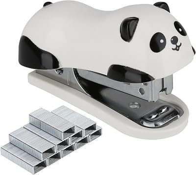 Cute Panda Mini Desktop Stapler, Home Stapler with 1000 Staples