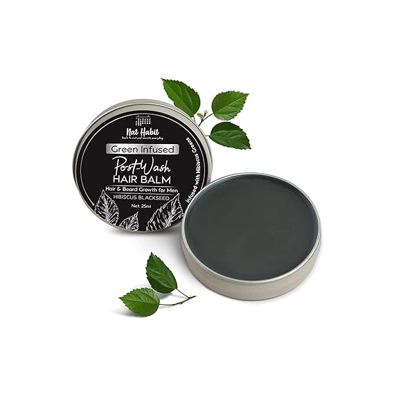 Nat Habit Hibiscus Black Seed Hair & Beard Balm For Hair Growth, Beard Growth, Hair Smoothening & Straightening - Infused With Hibiscus Leaves (Pack Of 1, 25Ml), 35 Grams
