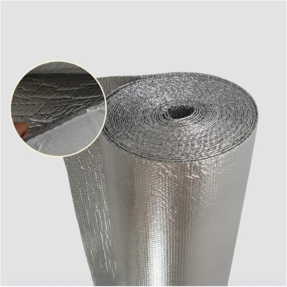 Double Bubble Reflective Foil Insulation,Double Bubble Reflective Thermal Aluminum Foil Radiant Heat Vapor Barrier Insulation,for Attics, Windows, Garages, RV's, Ducts,2mm(thk),1 * 2M(2m2)