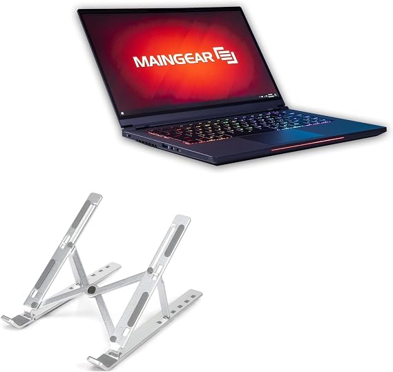 BoxWave Stand and Mount Compatible with Maingear Element - Compact QuickSwitch Stand, Portable Multi Angle Viewing Foldable Riser - Metallic Silver